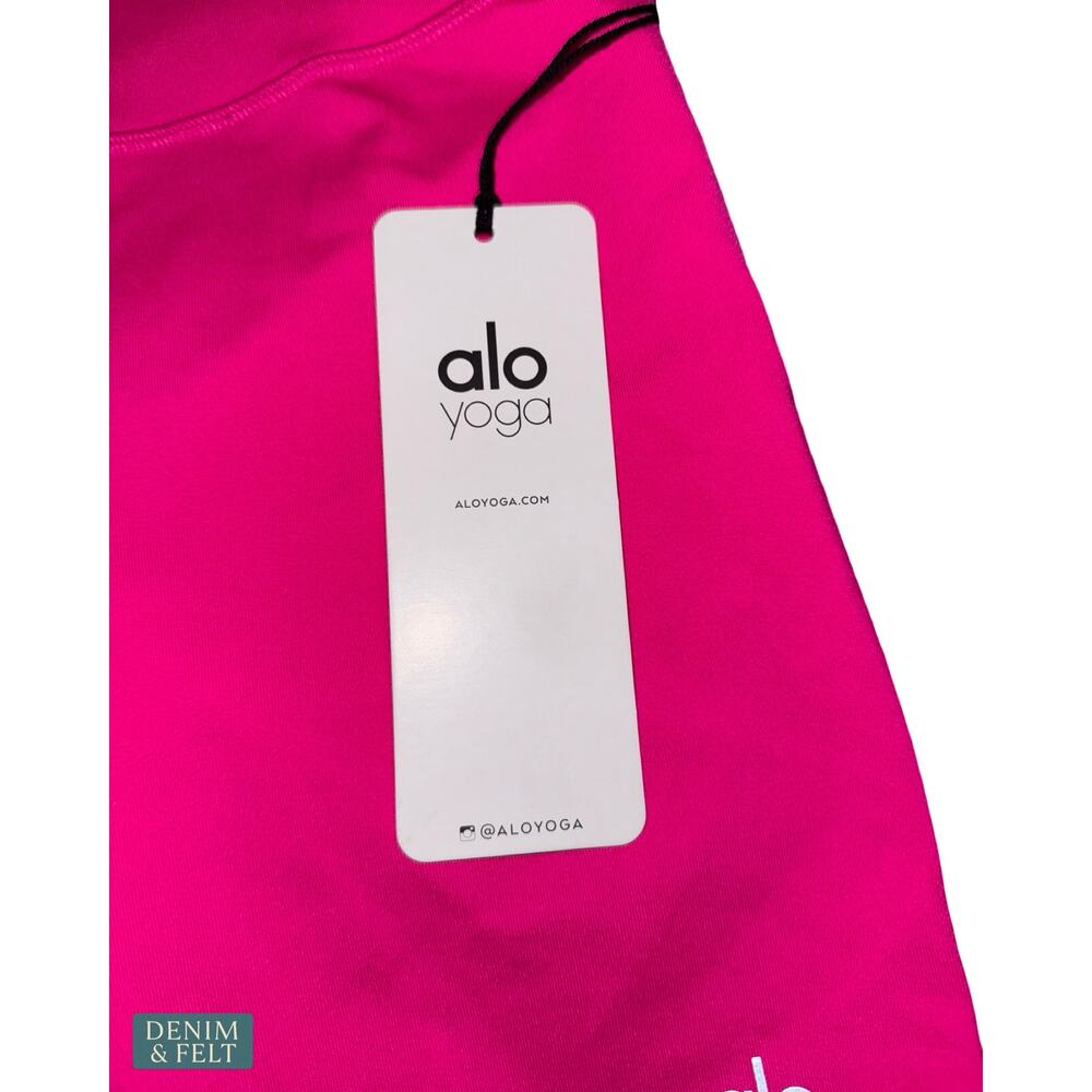 NEW Alo Yoga Airbrush High Waist Biker Shorts Neon Pink Sculpting Activewear XS - Picture 9 of 11